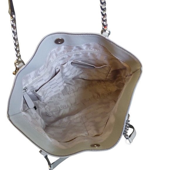 Michael Kors Gray Jet Set Chain Leather Tote Shoulder Bag - Picture 7 of 13